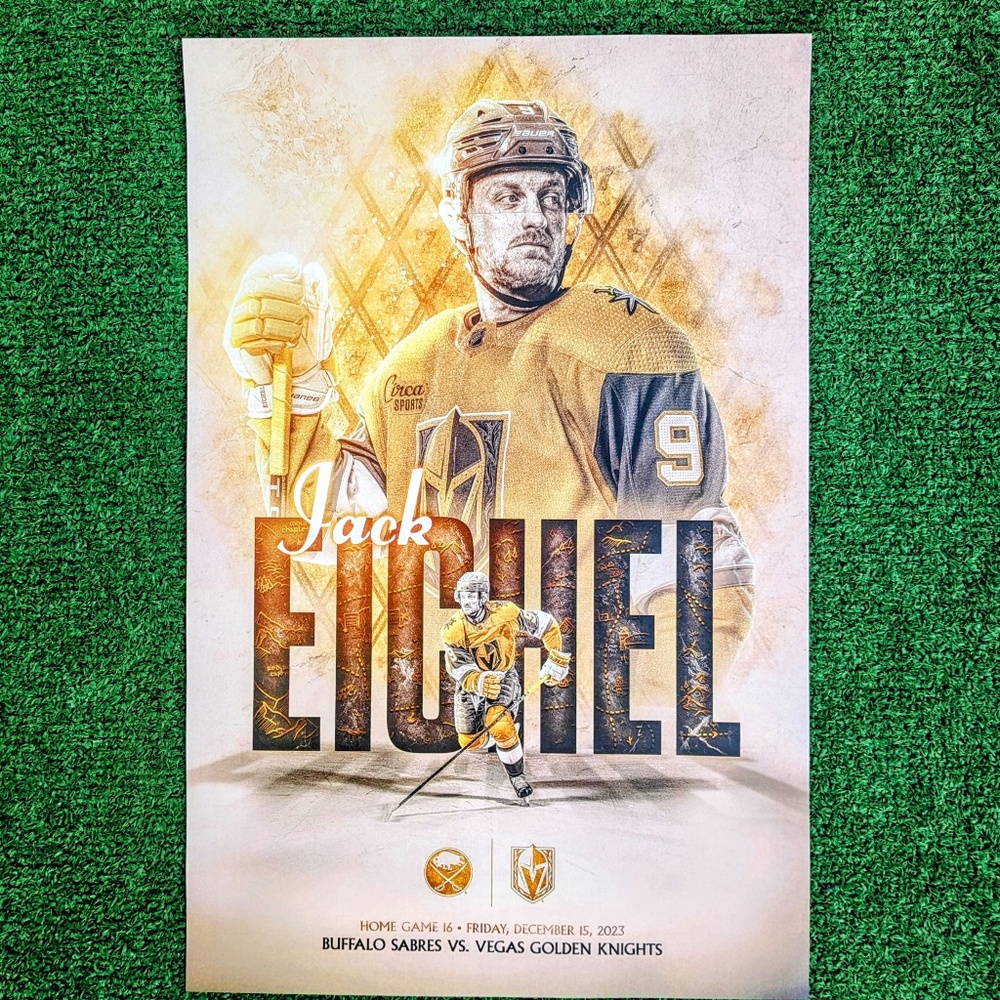 Vegas Golden Knights vs Buffalo Sabres VGK Game Poster 12/15/23-Jack Eichel New